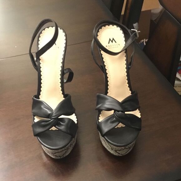 New Madison Snake Print Block High Heel Sandals 8 - Picture 2 of 6